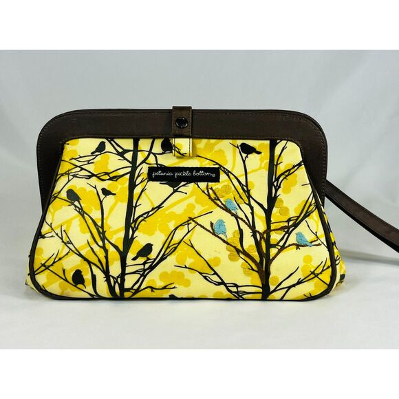 Petunia Pickle Bottom Diaper Bag Wristlet Yellow Birds Changing Pad Water Resist - Picture 1 of 10